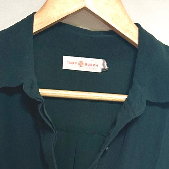 Tory Burch silk green blouse button down shirt top - Picture 3 of 6